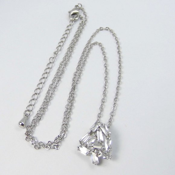 Silver Freeform Crystal Necklace - Picture 2 of 4